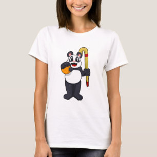 T-shirt Panda at hockey with hockey bat