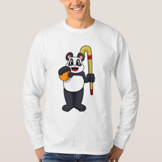 T-shirt Panda at hockey with hockey bat (Devant)