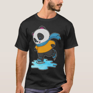 T-shirt Panda au patinage sur glace avec patins sur glace
