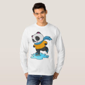 T-shirt Panda au patinage sur glace avec patins sur glace (Devant entier)