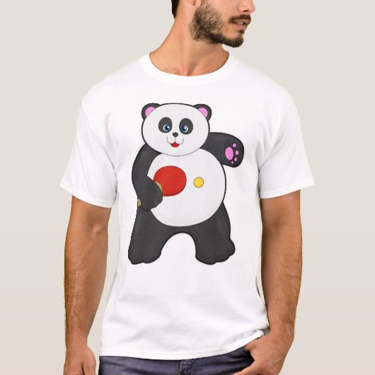 T-shirt Panda au ping-pong avec raquette de ping-pong (Devant)