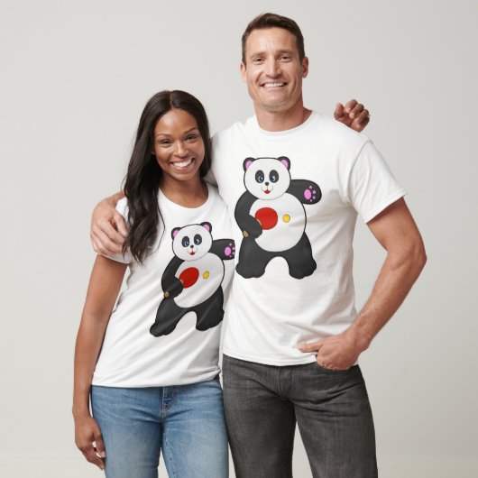 T-shirt Panda au ping-pong avec raquette de ping-pong (Unisexe)