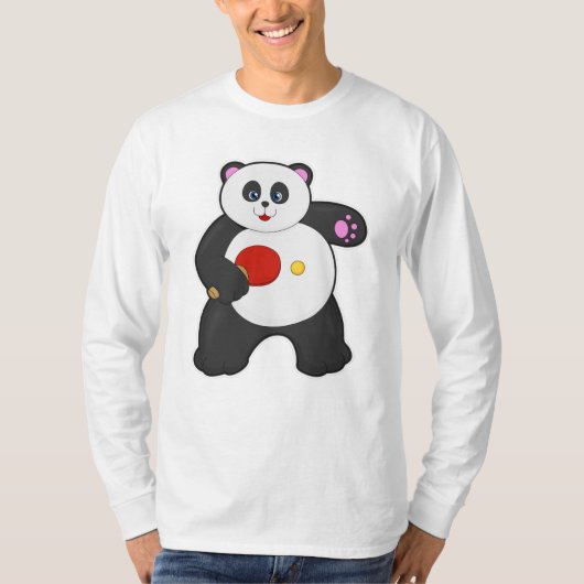 T-shirt Panda au ping-pong avec raquette de ping-pong (Devant)