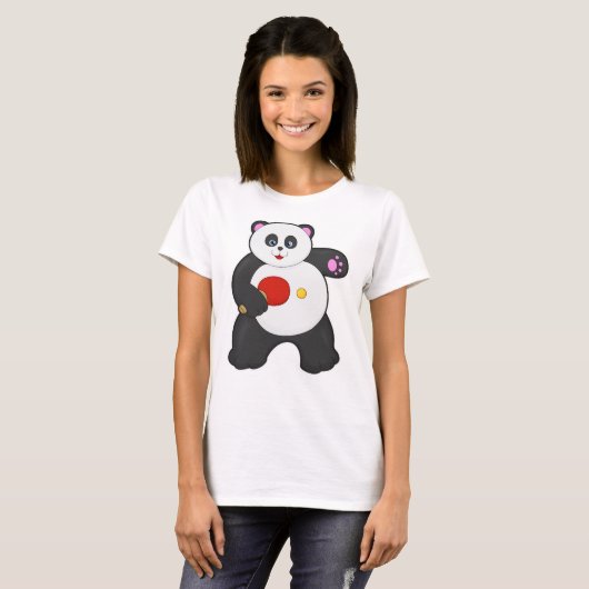 T-shirt Panda au ping-pong avec raquette de ping-pong (Devant entier)