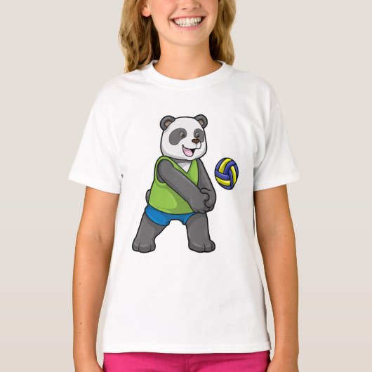 T-shirt Panda aux sports avec volleyball (Devant)