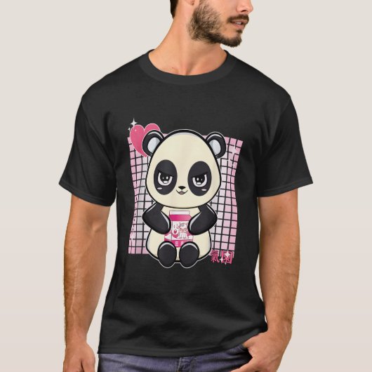 T-shirt Panda avec du lait de fraise (Devant)