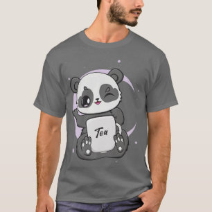T-shirt Panda avec du thé au lait bulles Boba Anime Kawaii