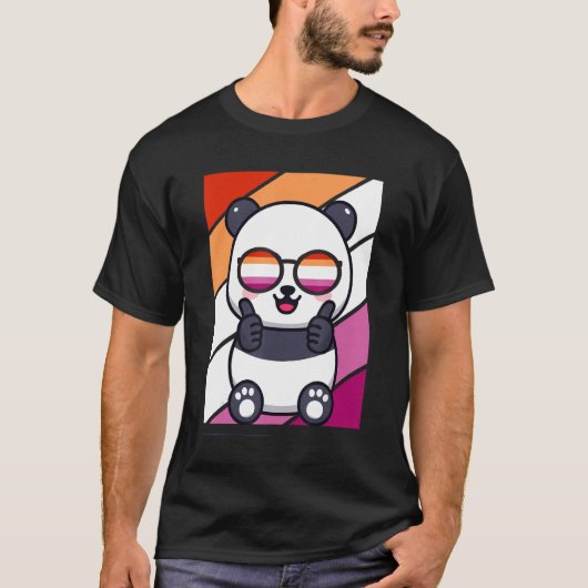 T-shirt Panda Avec Fierté Drapeau Lesbien Lgbtq Fier Ally (Devant)