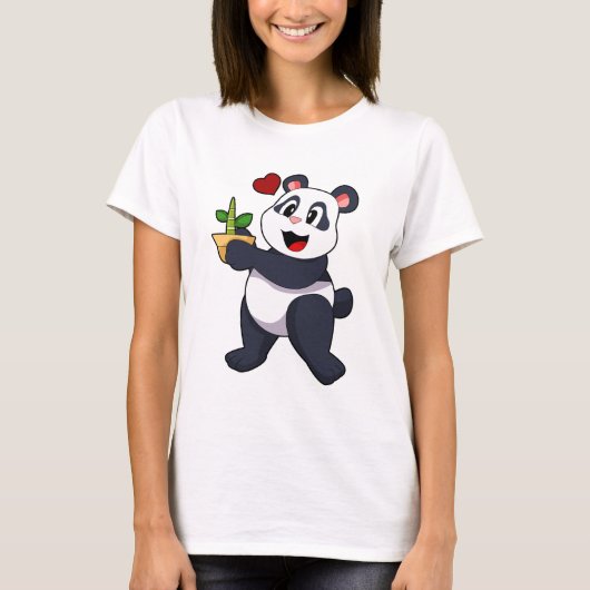T-shirt Panda avec fleur de bambou (Devant)