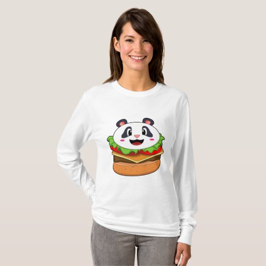 T-shirt Panda avec hamburger (Devant entier)