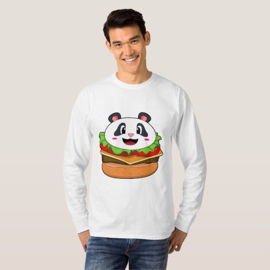 T-shirt Panda avec hamburger (Devant entier)