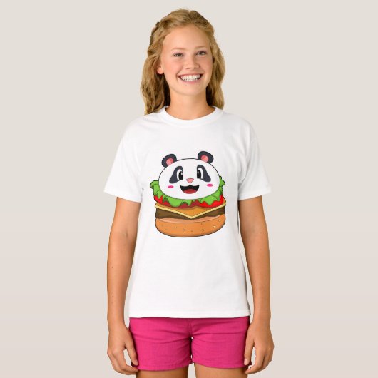 T-shirt Panda avec hamburger (Devant entier)
