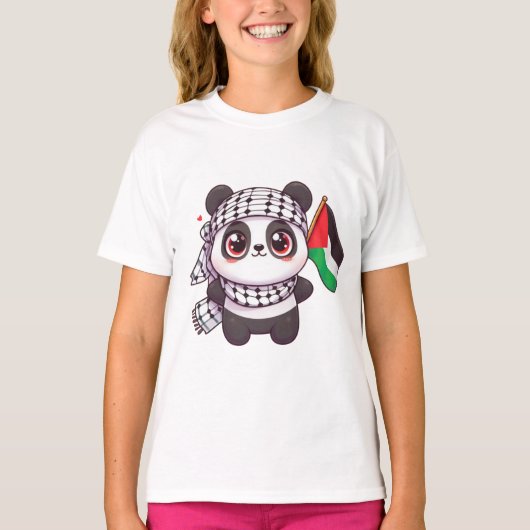 T-shirt Panda avec la paix en Palestine (Devant)