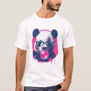 T-shirt Panda avec lunettes et gomme à bulles