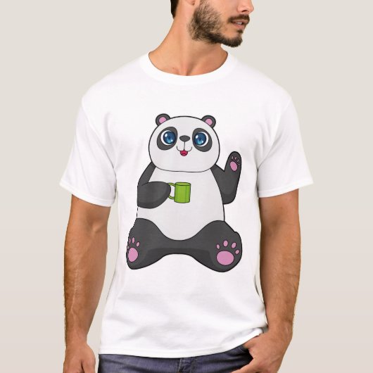 T-shirt Panda avec tasse de café (Devant)