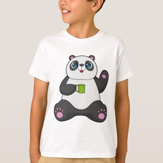 T-shirt Panda avec tasse de café (Devant)