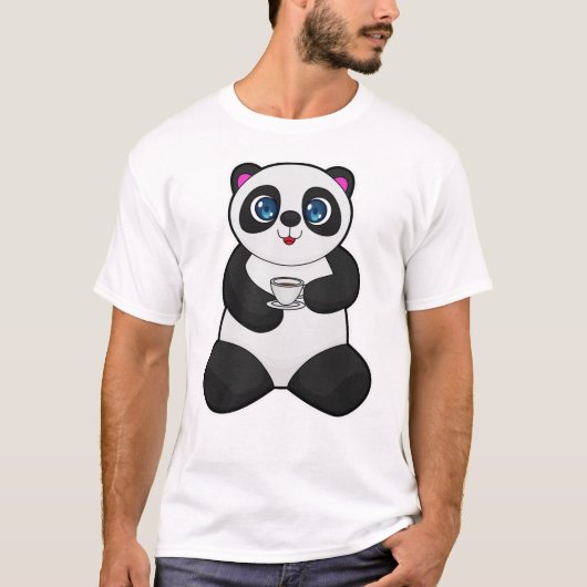 T-shirt Panda avec tasse de café (Devant)