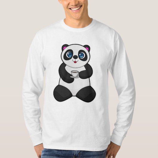 T-shirt Panda avec tasse de café (Devant)