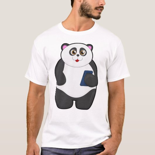T-shirt Panda avec téléphone portable (Devant)