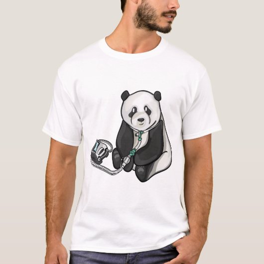 T-shirt Panda Avec Trach Et Ventilateur (Devant)