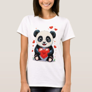 T-shirt Panda avec un coeur - Peinture d'amour adorable