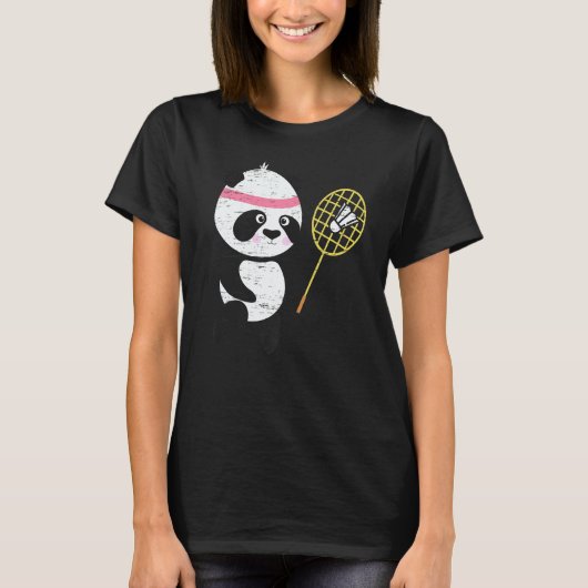 T-shirt Panda Badminton Shuttlecock Smash Athlete Player C (Devant)