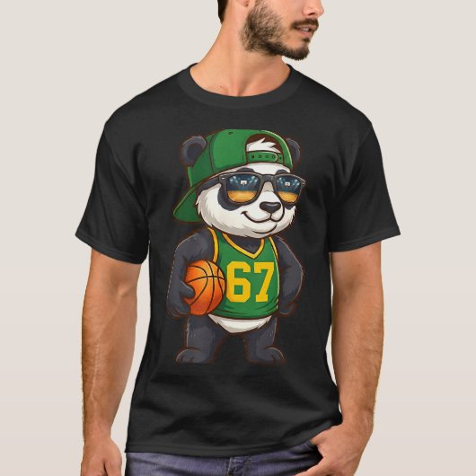 T-shirt Panda Basketball 67 Gen Alpha Slang Srts Men Boys  (Devant)