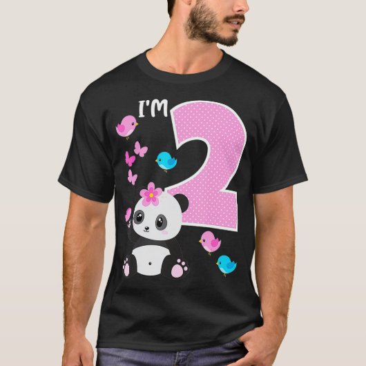 T-shirt Panda Bear 2e anniversaire fille 2 an Anniversaire (Devant)