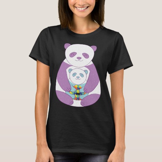 T-shirt Panda bear Autism Awareness Puzzle pieces symbol A (Devant)