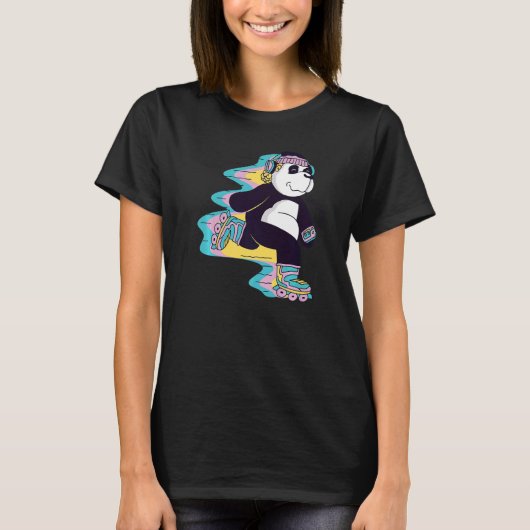 T-shirt Panda Bear avec des patins à rouleaux pour patinag (Devant)