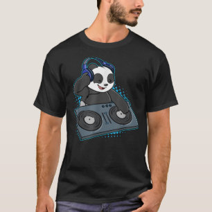 T-shirt Panda Bear DJ Music Disque Jockey Disco Musicien T