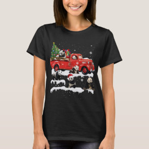 T-shirt Panda Bear équitation Camion Rouge Joyeux Noël Noë
