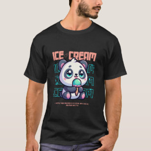 T-shirt Panda Bear Icecream Summer Dessert Glace Lover