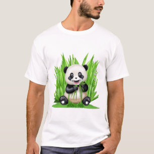 T-shirt Panda Bear mangeant du bambou