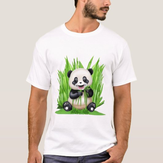 T-shirt Panda Bear mangeant du bambou (Devant)