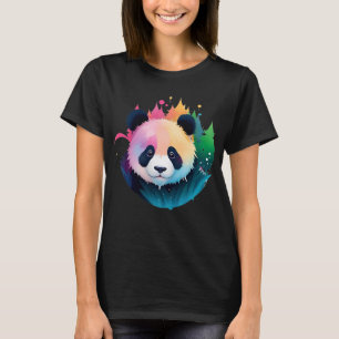 T-shirt Panda Bear Portrait Forêt Paint Splash Logo