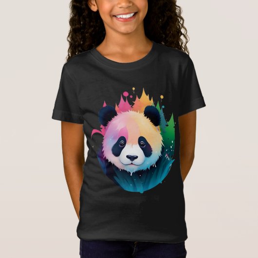T-Shirt Panda Bear Portrait Forêt Paint Splash Logo (Devant)