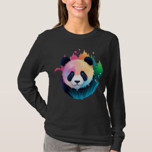 T-shirt Panda Bear Portrait Forêt Paint Splash Logo