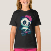 T-shirt Panda bébé mignonne avec mohawk | Panda de patinag (Devant)
