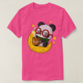 T-shirt Panda café - Panda mignonne dans la lune (Design devant)