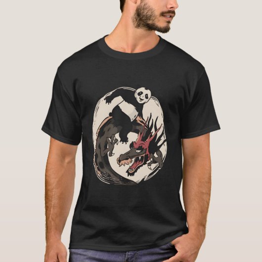 T-shirt Panda chevauchant le dragon chinois (Devant)