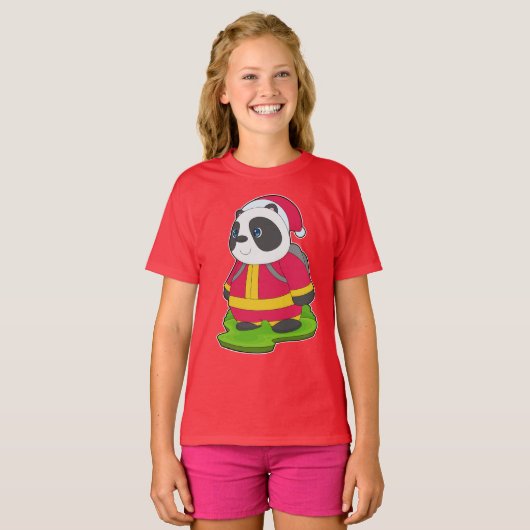 T-shirt Panda Christmas Fire (Devant entier)