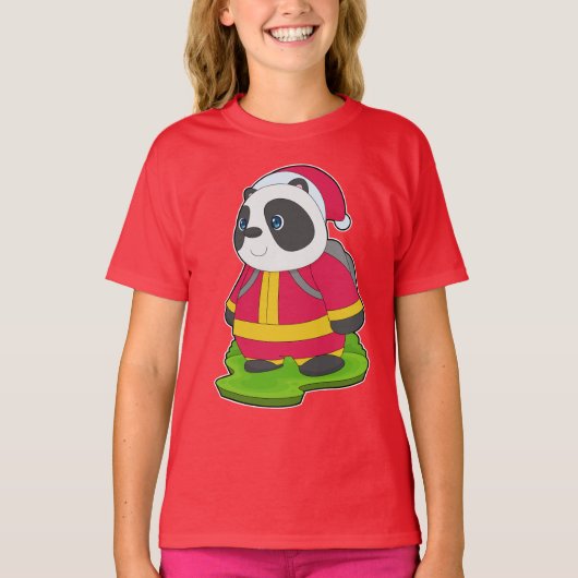 T-shirt Panda Christmas Fire (Devant)