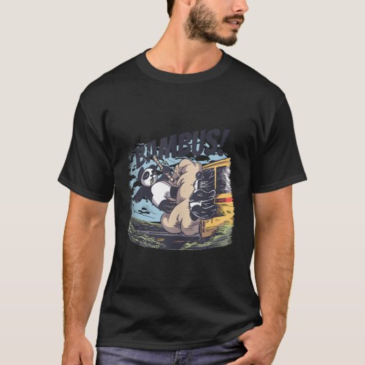 T-shirt Panda Comic Aller En Bus (Devant)