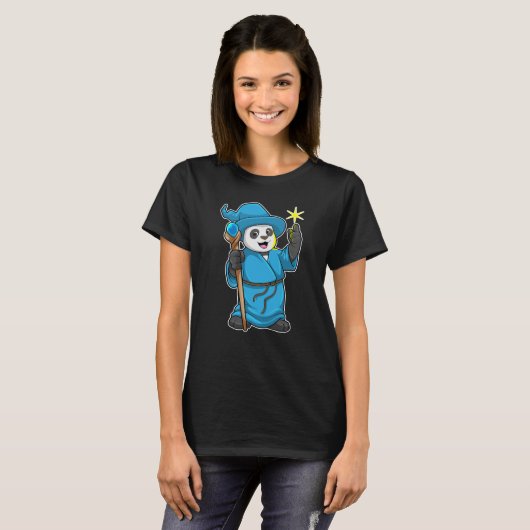 T-shirt Panda comme Assistant avec baguette magique (Devant entier)