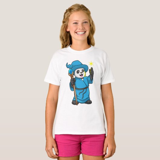 T-shirt Panda comme Assistant avec baguette magique (Devant entier)