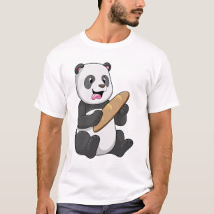 T-shirt Panda comme boulanger avec pain
