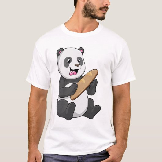 T-shirt Panda comme boulanger avec pain (Devant)