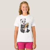 T-shirt Panda comme boulanger avec pain (Devant entier)