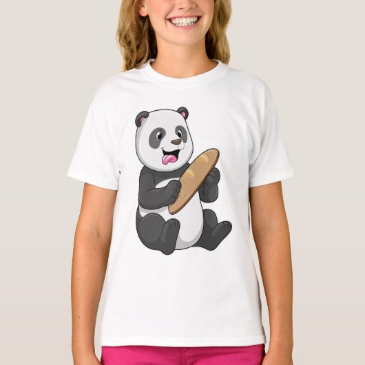 T-shirt Panda comme boulanger avec pain (Devant)